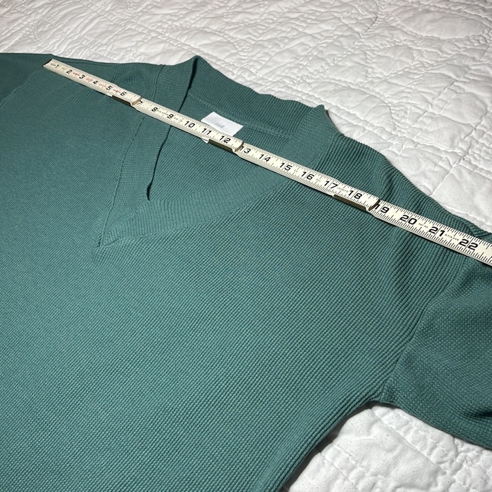 J Jill Waffle Knit High Low Lightweight Longsleeve V Neck Tunic Flowy M - Picture 10 of 10